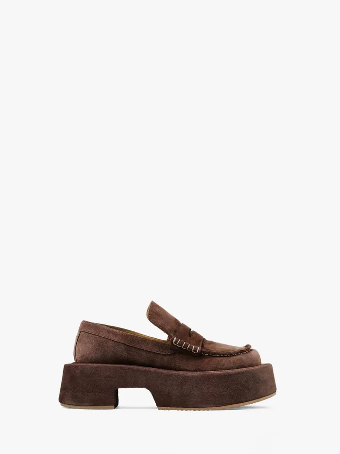 Women Loafers JW Anderson SUEDE PLATFORM MOCCASSIN Brown