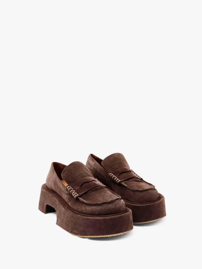 Women Loafers JW Anderson SUEDE PLATFORM MOCCASSIN Brown