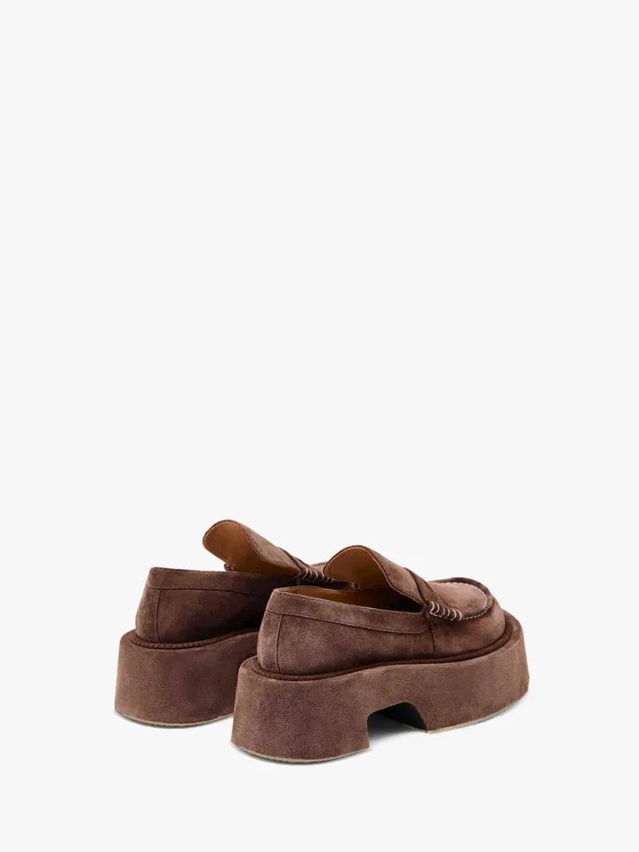 Women Loafers JW Anderson SUEDE PLATFORM MOCCASSIN Brown