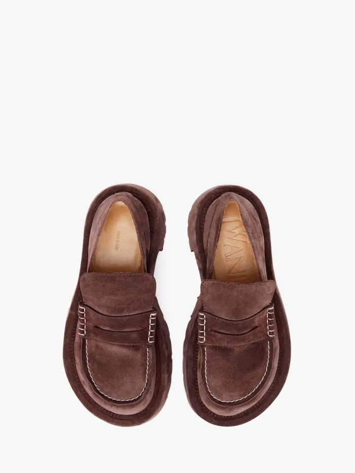 Women Loafers JW Anderson SUEDE PLATFORM MOCCASSIN Brown