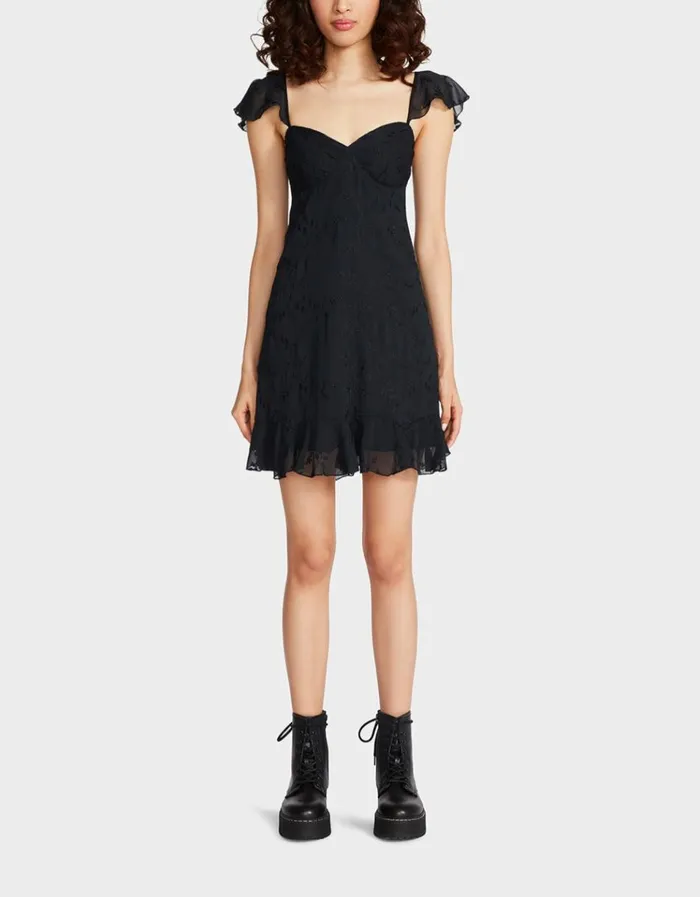 Women LOTUS MINI DRESS BLACK Black Betsey Johnson