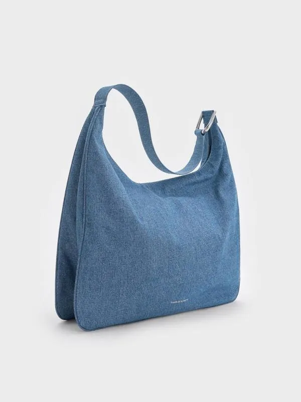 Women Lumen Denim Slouchy Hobo Bag 8211 Denim Blue CHARLES and KEITH Hobo Bags