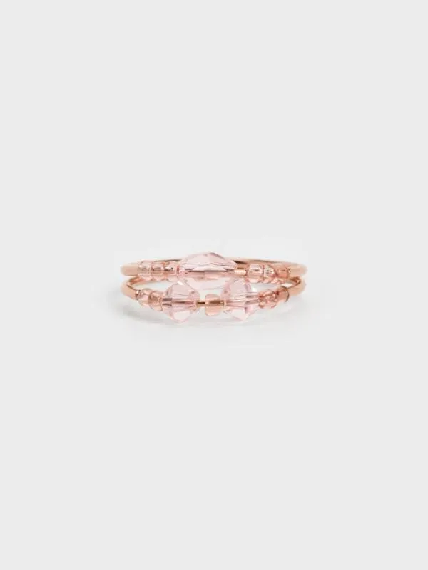 Women Luxem Beaded TwoRing Set 8211 Rose Gold CHARLES and KEITH Rings