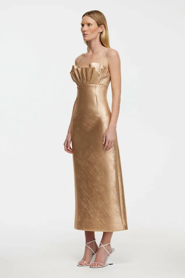 Women MAHINA MIDI DRESS Caramel Metallic Acler Sale
