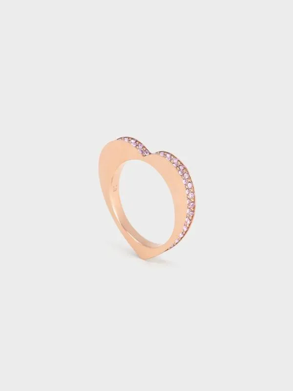 Women Malorie Crystal Heart Ring 8211 Rose Gold CHARLES and KEITH Rings