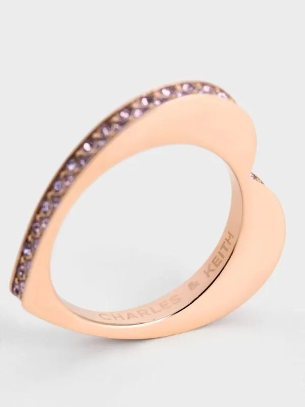 Women Malorie Crystal Heart Ring 8211 Rose Gold CHARLES and KEITH Rings