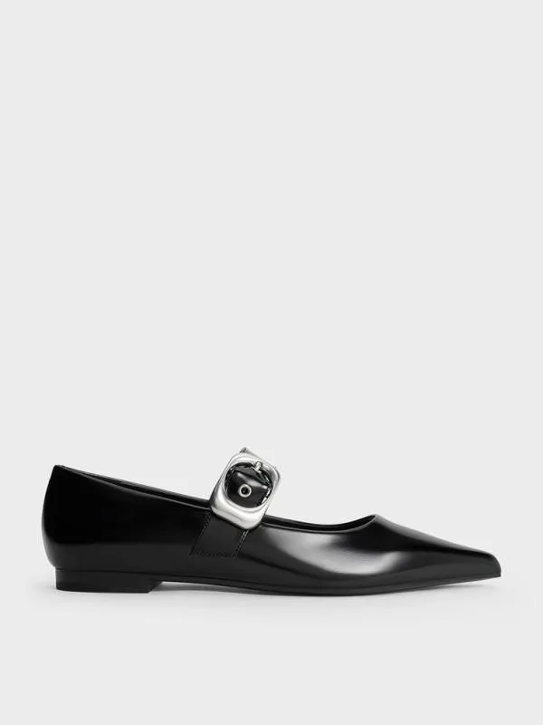 Women Masei GrommetStrap Mary Janes 8211 Black Box CHARLES and KEITH Flats