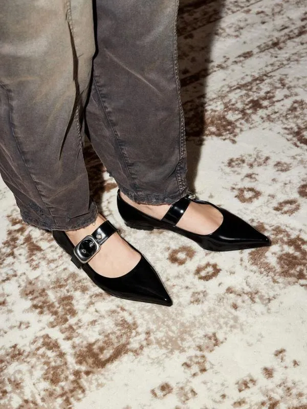 Women Masei GrommetStrap Mary Janes 8211 Black Box CHARLES and KEITH Flats