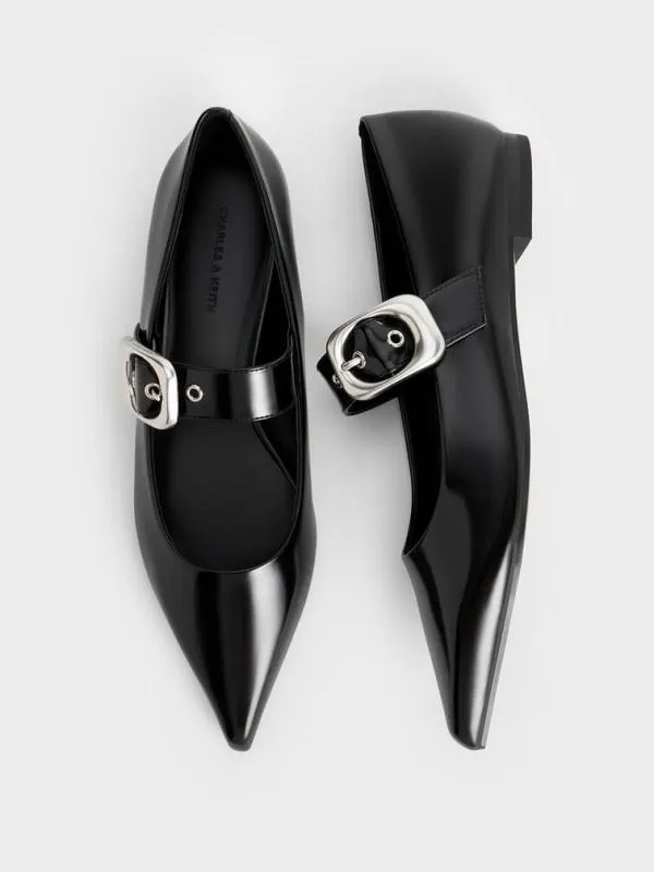 Women Masei GrommetStrap Mary Janes 8211 Black Box CHARLES and KEITH Flats