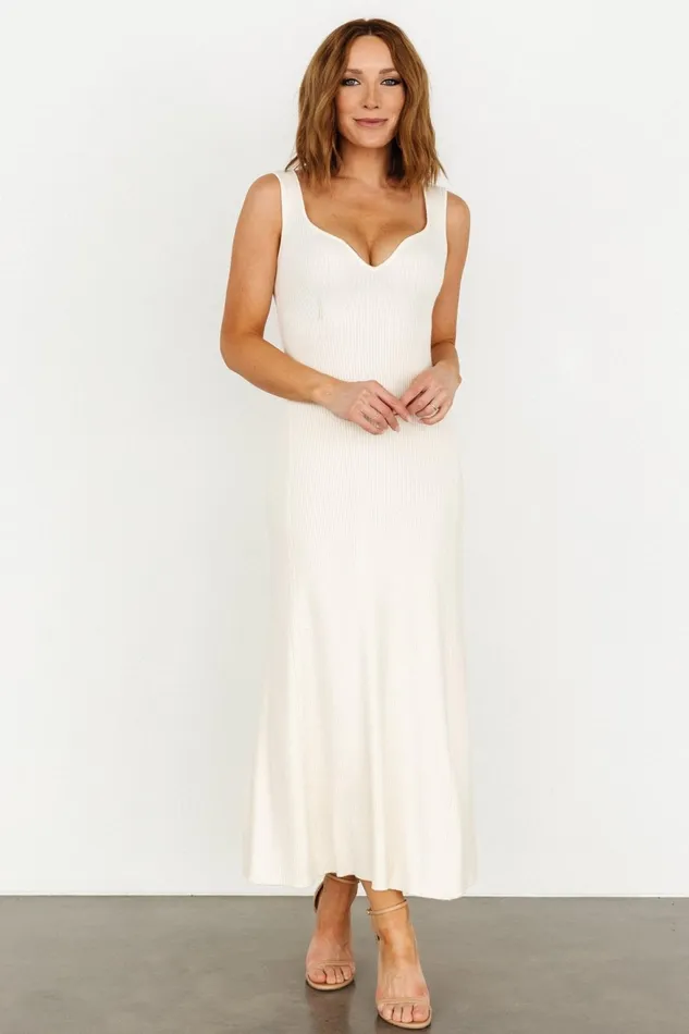 Women Maxi Dresses Baltic Born Justine Ribbed Tank Maxi Dress Cream
