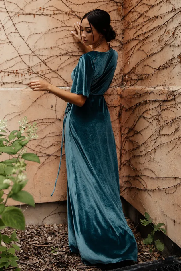 Women Maxi Dresses Baltic Born Meghan Velvet Wrap Maxi Dress Persian Blue Women Maxi Dresses Baltic Born Meghan Velvet Wrap Maxi Dress Persian Blue