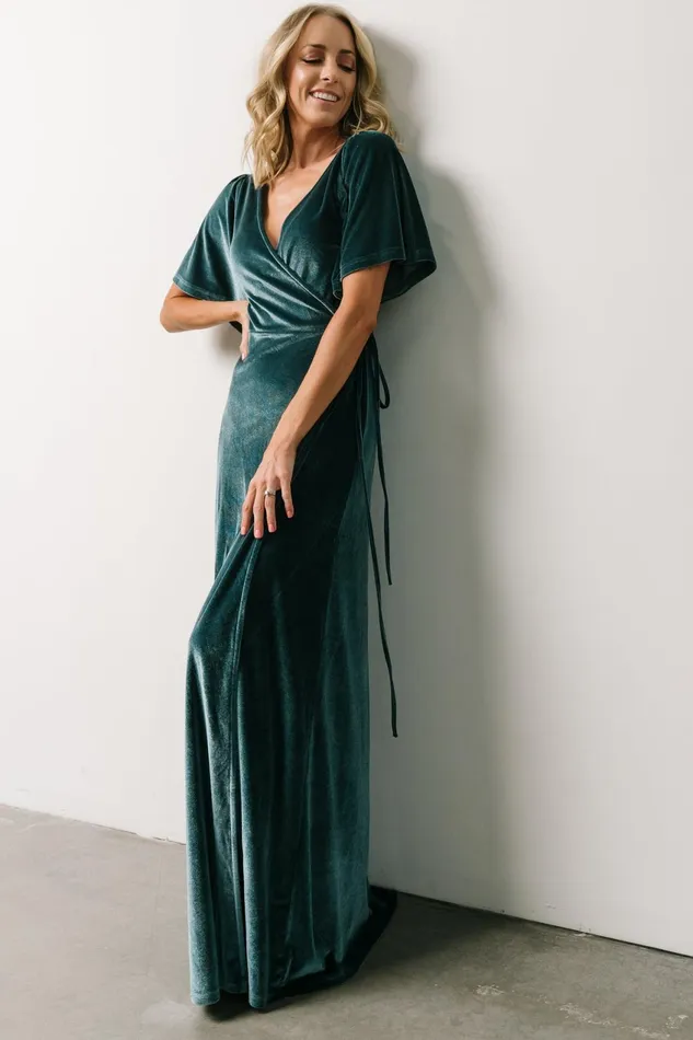 Women Maxi Dresses Baltic Born Meghan Velvet Wrap Maxi Dress Persian Blue Women Maxi Dresses Baltic Born Meghan Velvet Wrap Maxi Dress Persian Blue