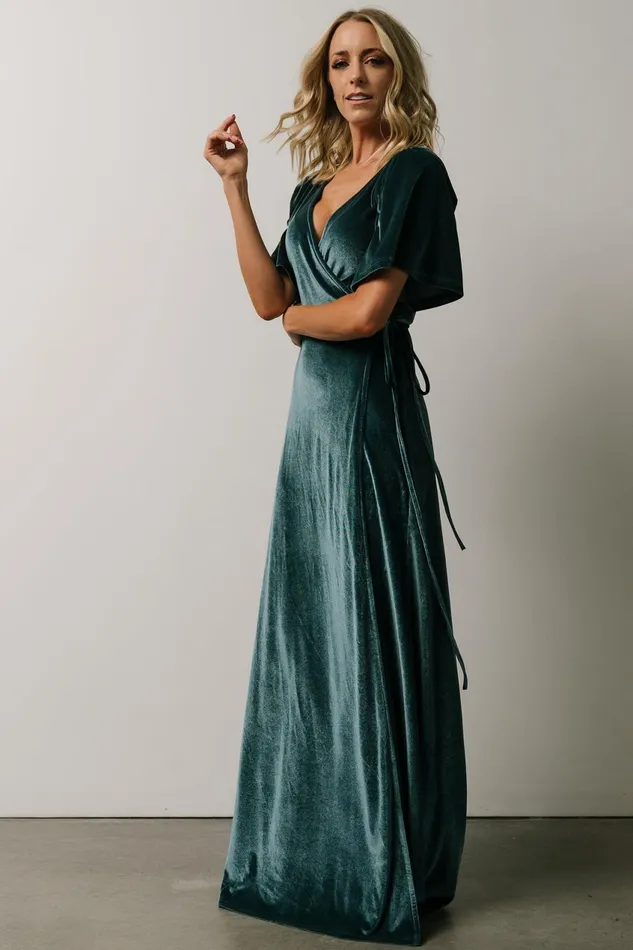 Women Maxi Dresses Baltic Born Meghan Velvet Wrap Maxi Dress Persian Blue Women Maxi Dresses Baltic Born Meghan Velvet Wrap Maxi Dress Persian Blue