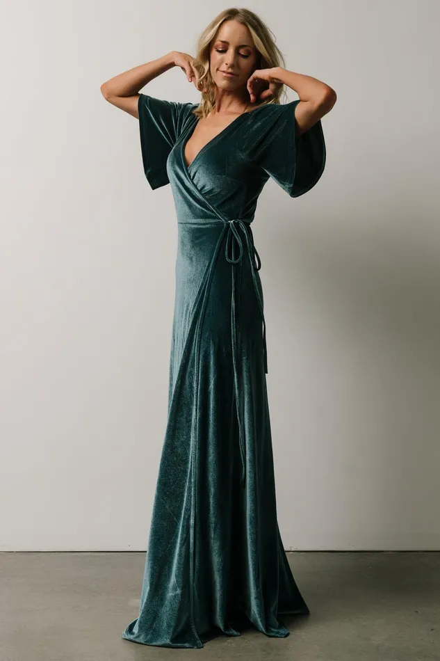 Women Maxi Dresses Baltic Born Meghan Velvet Wrap Maxi Dress Persian Blue Women Maxi Dresses Baltic Born Meghan Velvet Wrap Maxi Dress Persian Blue