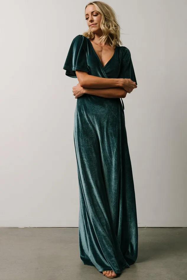 Women Maxi Dresses Baltic Born Meghan Velvet Wrap Maxi Dress Persian Blue Women Maxi Dresses Baltic Born Meghan Velvet Wrap Maxi Dress Persian Blue