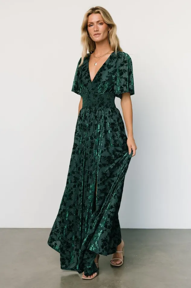 Women Maxi Dresses Baltic Born Veronica Velvet Maxi Dress Green