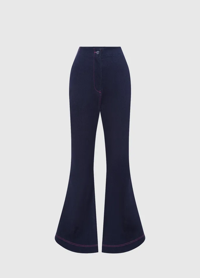 Women Maya Denim Flared Jeans 8211 Indigo Two Piece Sets LEO LIN