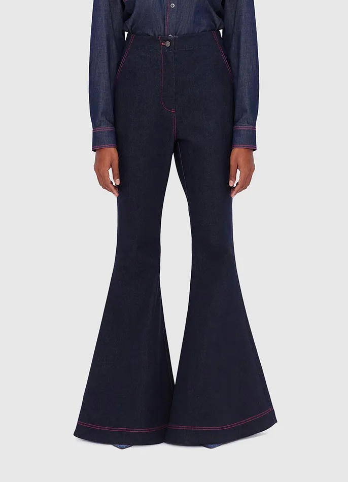 Women Maya Denim Flared Jeans 8211 Indigo Two Piece Sets LEO LIN