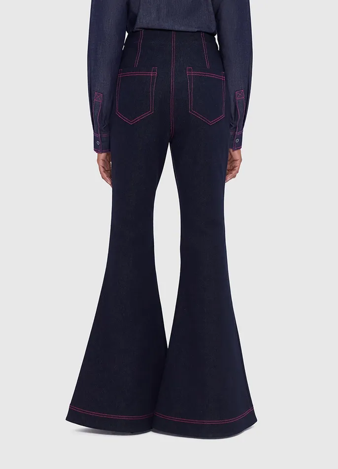 Women Maya Denim Flared Jeans 8211 Indigo Two Piece Sets LEO LIN