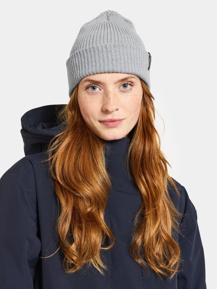 WomenMenYouth Delmar Beanie Grey Melange Didriksons Hats and Caps