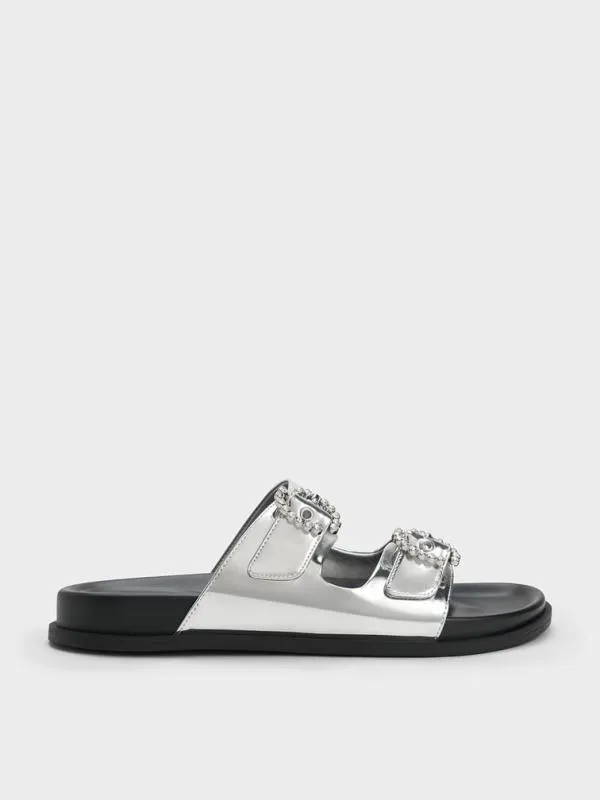 Women Metallic Embellished Buckle Sandals 8211 Silver CHARLES and KEITH Sandals Women Metallic Embellished Buckle Sandals 8211 Silver CHARLES and KEITH Sandals