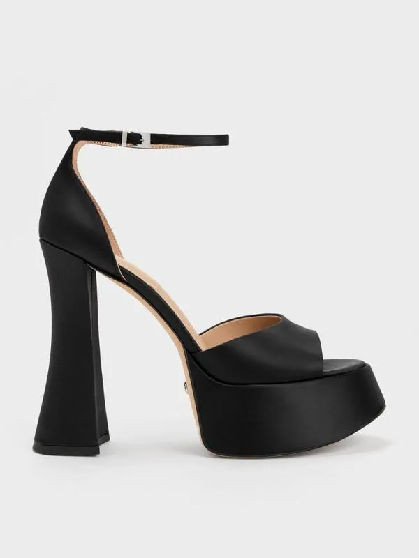 Women Michelle Recycled Polyester Platform Sandals 8211 Black CHARLES and KEITH Sandals