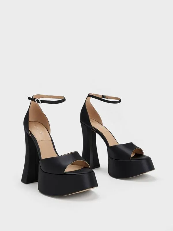 Women Michelle Recycled Polyester Platform Sandals 8211 Black CHARLES and KEITH Sandals