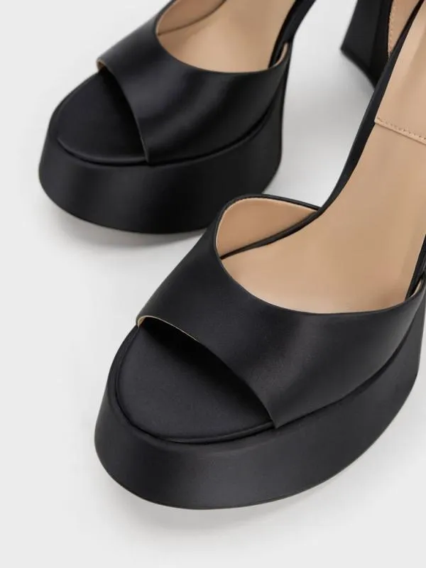 Women Michelle Recycled Polyester Platform Sandals 8211 Black CHARLES and KEITH Sandals