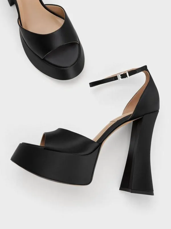 Women Michelle Recycled Polyester Platform Sandals 8211 Black CHARLES and KEITH Sandals