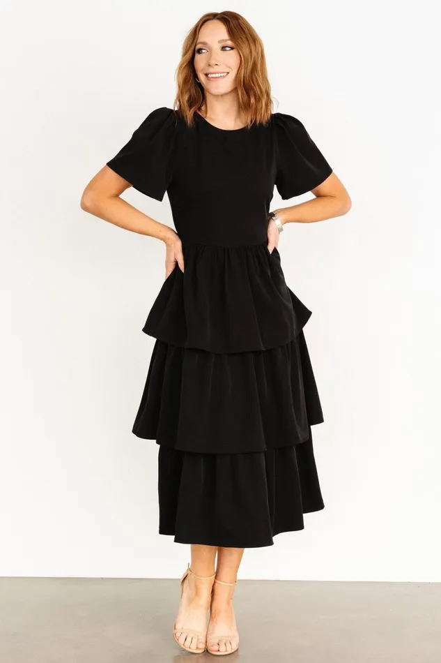 Women Midi Dresses Baltic Born Cadenza Tiered Maxi Dress Black