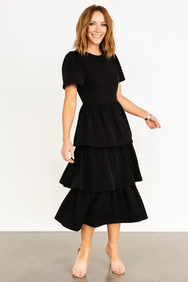 Women Midi Dresses Baltic Born Cadenza Tiered Maxi Dress Black