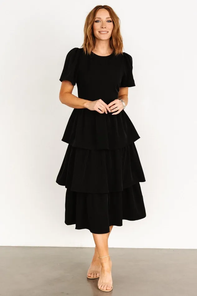 Women Midi Dresses Baltic Born Cadenza Tiered Maxi Dress Black