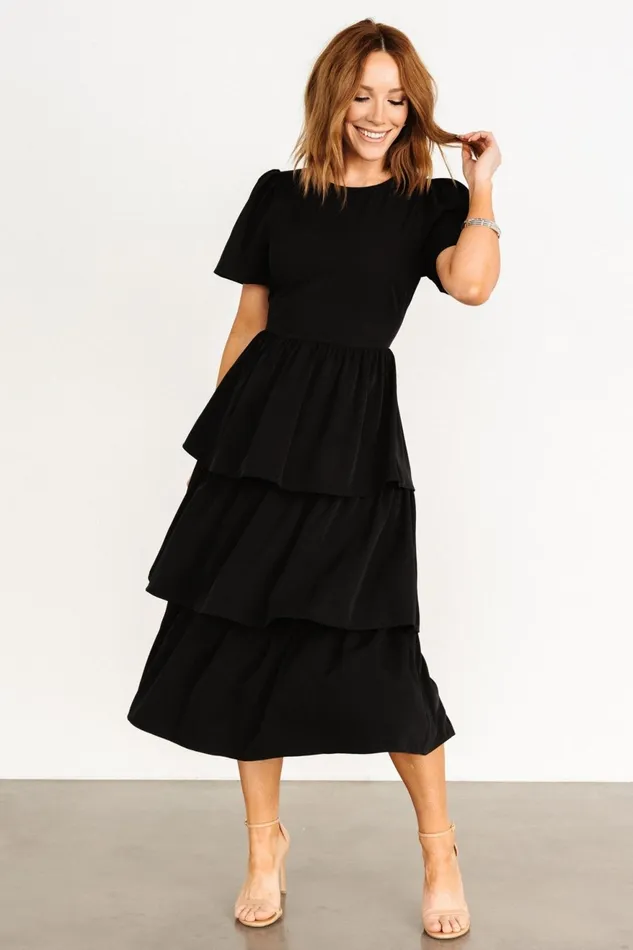 Women Midi Dresses Baltic Born Cadenza Tiered Maxi Dress Black