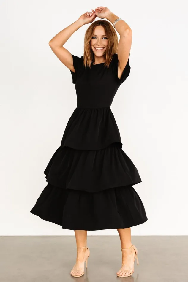 Women Midi Dresses Baltic Born Cadenza Tiered Maxi Dress Black