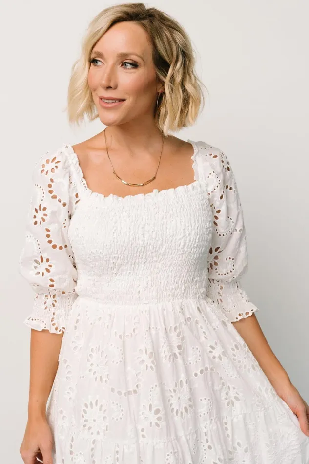 Women Midi Dresses Baltic Born Ella Eyelet Midi Dress White Women Midi Dresses Baltic Born Ella Eyelet Midi Dress White
