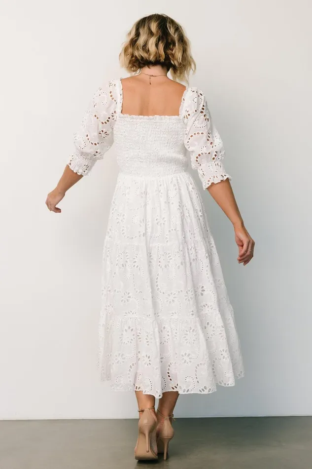 Women Midi Dresses Baltic Born Ella Eyelet Midi Dress White Women Midi Dresses Baltic Born Ella Eyelet Midi Dress White