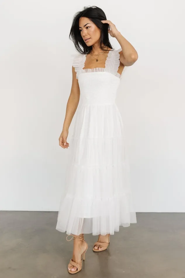Women Midi Dresses Baltic Born Emma Smocked Tulle Dress Off White Women Midi Dresses Baltic Born Emma Smocked Tulle Dress Off White