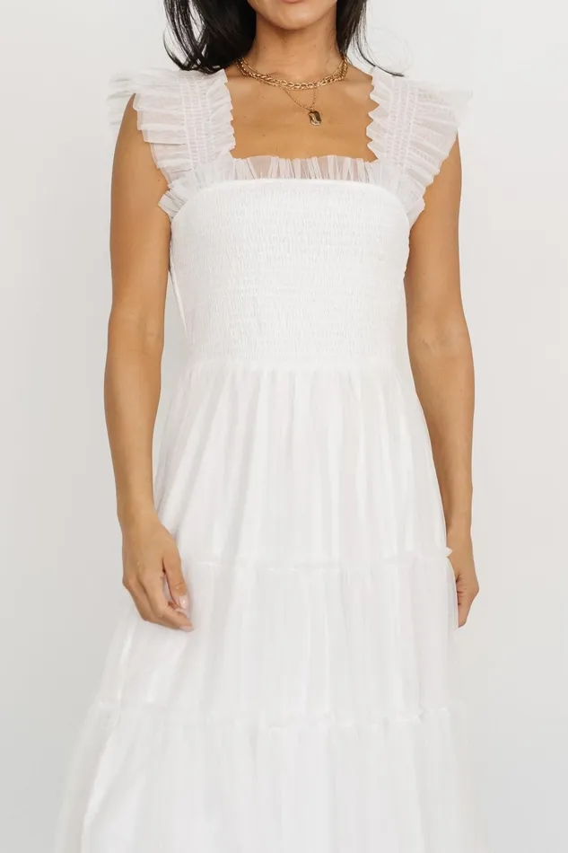 Women Midi Dresses Baltic Born Emma Smocked Tulle Dress Off White Women Midi Dresses Baltic Born Emma Smocked Tulle Dress Off White