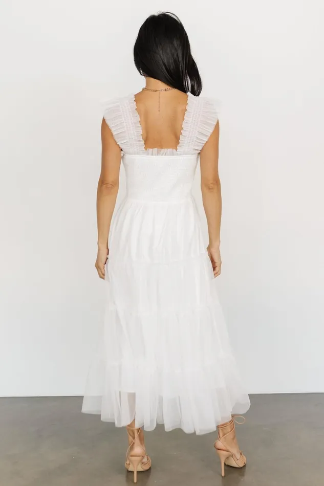 Women Midi Dresses Baltic Born Emma Smocked Tulle Dress Off White Women Midi Dresses Baltic Born Emma Smocked Tulle Dress Off White