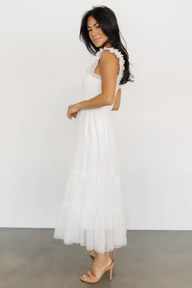 Women Midi Dresses Baltic Born Emma Smocked Tulle Dress Off White Women Midi Dresses Baltic Born Emma Smocked Tulle Dress Off White