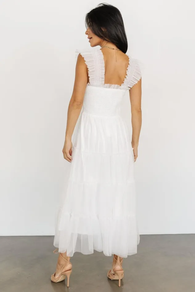 Women Midi Dresses Baltic Born Emma Smocked Tulle Dress Off White Women Midi Dresses Baltic Born Emma Smocked Tulle Dress Off White