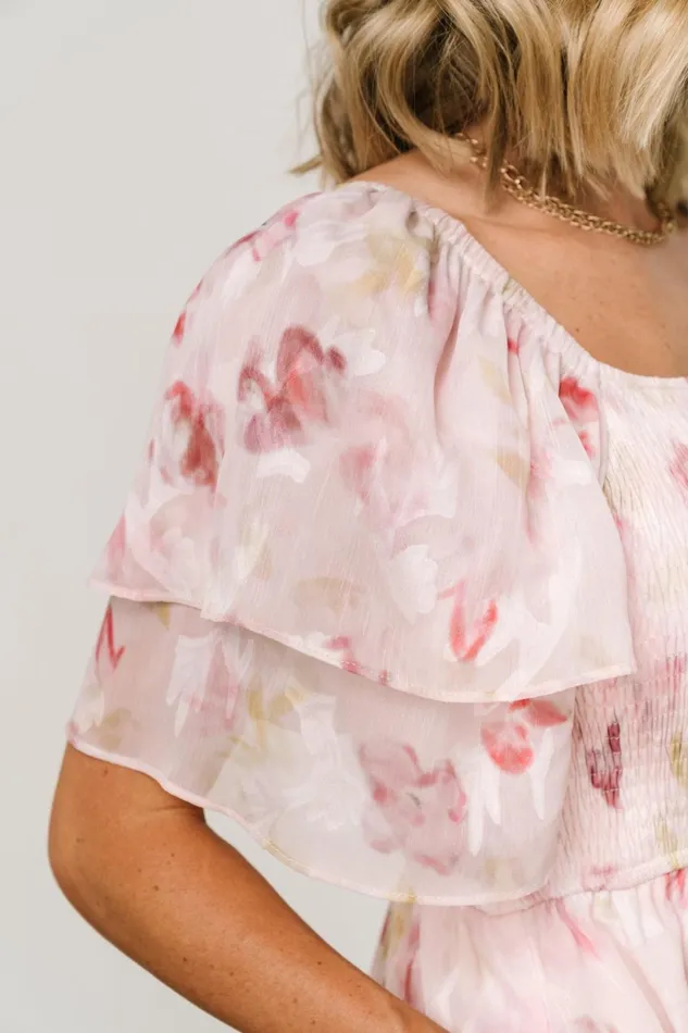 Women Midi Dresses Baltic Born Flora Midi Dress Blush Print Women Midi Dresses Baltic Born Flora Midi Dress Blush Print