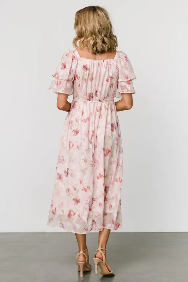 Women Midi Dresses Baltic Born Flora Midi Dress Blush Print Women Midi Dresses Baltic Born Flora Midi Dress Blush Print
