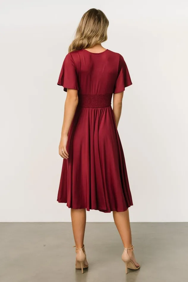 Women Midi Dresses Baltic Born Janette Midi Dress Wine Women Midi Dresses Baltic Born Janette Midi Dress Wine