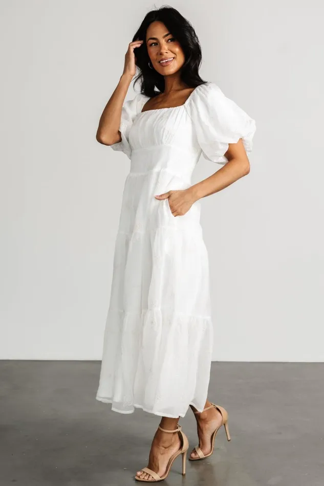Women Midi Dresses Baltic Born Rina Embroidered Shimmer Dress Off White Women Midi Dresses Baltic Born Rina Embroidered Shimmer Dress Off White