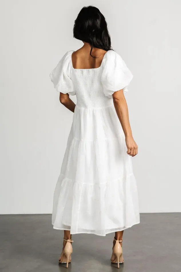 Women Midi Dresses Baltic Born Rina Embroidered Shimmer Dress Off White Women Midi Dresses Baltic Born Rina Embroidered Shimmer Dress Off White