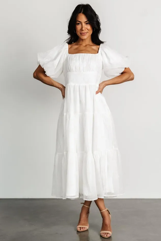 Women Midi Dresses Baltic Born Rina Embroidered Shimmer Dress Off White Women Midi Dresses Baltic Born Rina Embroidered Shimmer Dress Off White