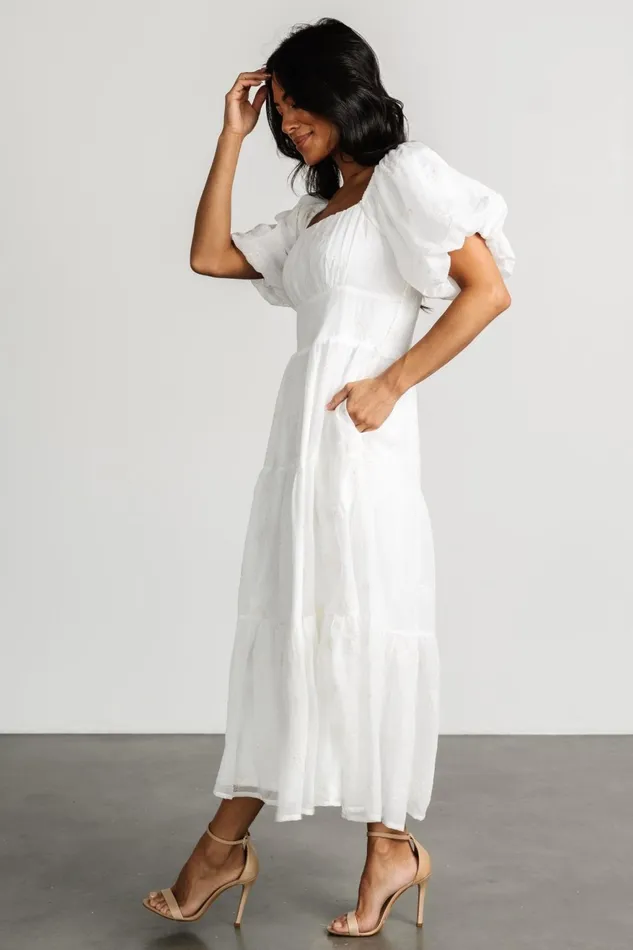 Women Midi Dresses Baltic Born Rina Embroidered Shimmer Dress Off White Women Midi Dresses Baltic Born Rina Embroidered Shimmer Dress Off White