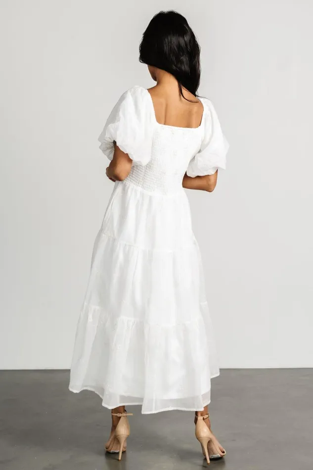 Women Midi Dresses Baltic Born Rina Embroidered Shimmer Dress Off White Women Midi Dresses Baltic Born Rina Embroidered Shimmer Dress Off White