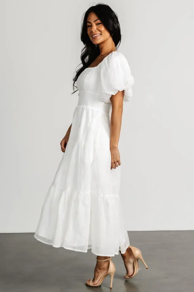 Women Midi Dresses Baltic Born Rina Embroidered Shimmer Dress Off White Women Midi Dresses Baltic Born Rina Embroidered Shimmer Dress Off White